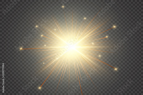 Magical light. Sparkler. Candle sparkling on the background. Realistic vector light effect. Winter, seasonal christmas decoration illustration.	