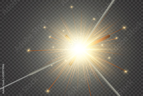 Magical light. Sparkler. Candle sparkling on the background. Realistic vector light effect. Winter, seasonal christmas decoration illustration.	