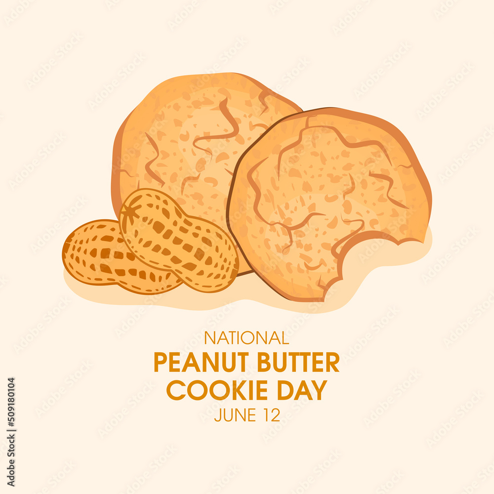 National Peanut Butter Cookie Day vector. Sweet cookies with peanuts