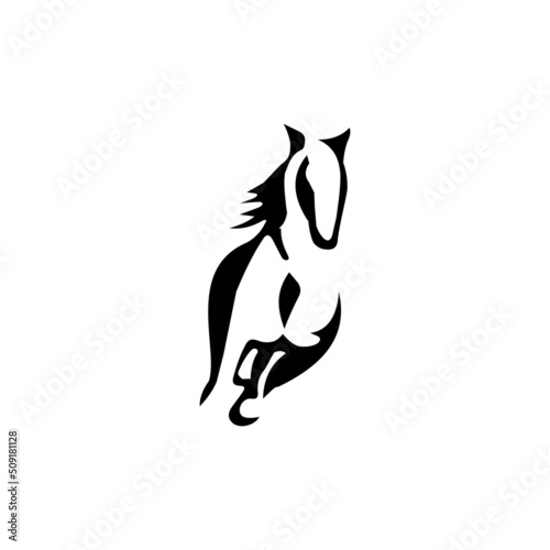 Black horse running Logo design vector Stylish template Home pet shop veterinary clinic Logotype concept icon
