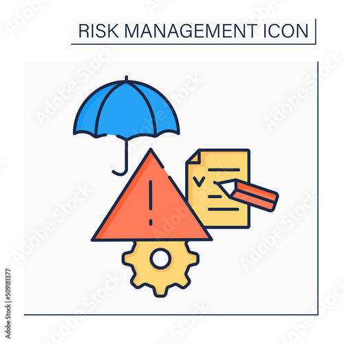 Risk assessment color icon. Hazard identification. Analysis of potential events that may negatively affect assets.Business concept. Isolated vector illustration