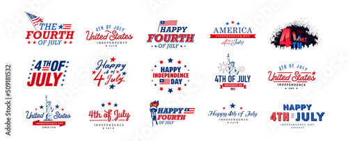 Happy 4th of July, United State of America independence day greeting design. Fourth of July typographic design. Vector illustration. 