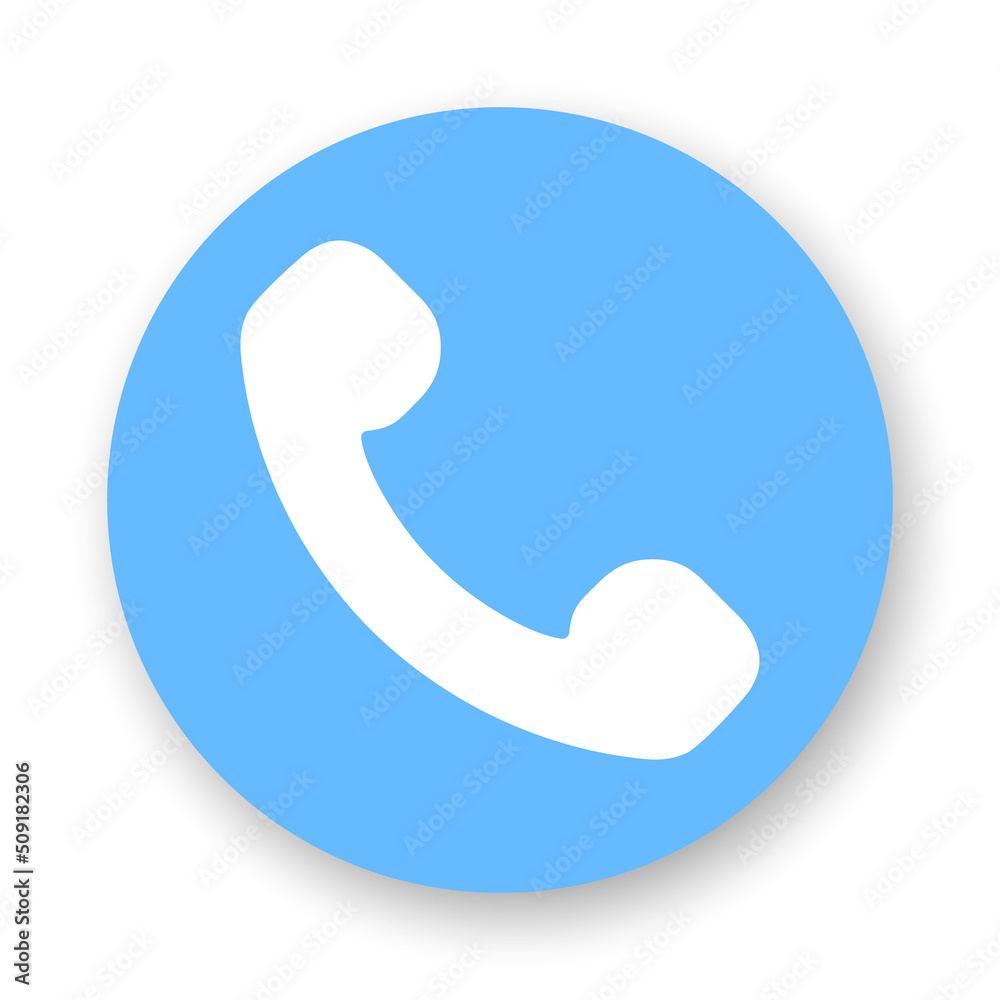 Phone call flat icon. White glyph on blue background. Best for print, business cards, mobile apps, social media and web design. Phone call flat icon. White glyph on blue background. Best for print, business cards, mobile apps, social media and web design.