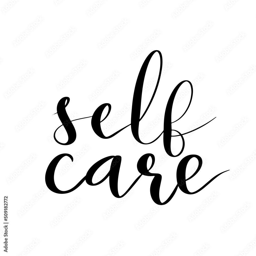 Self care hand drawn lettering design with flowers and heart hand lettering vector illustration Self care hand drawn lettering design with flowers and heart hand lettering vector illustration