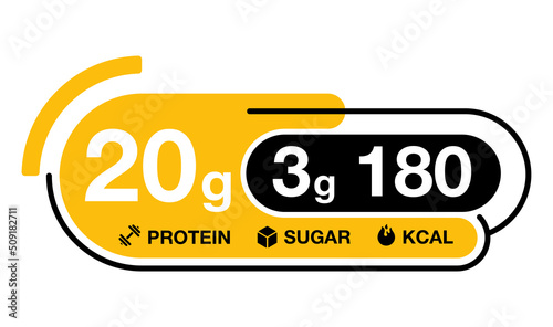 Sticker for protein bar or energy drink with value