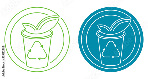 Compostable plastic cup badge for used dishes