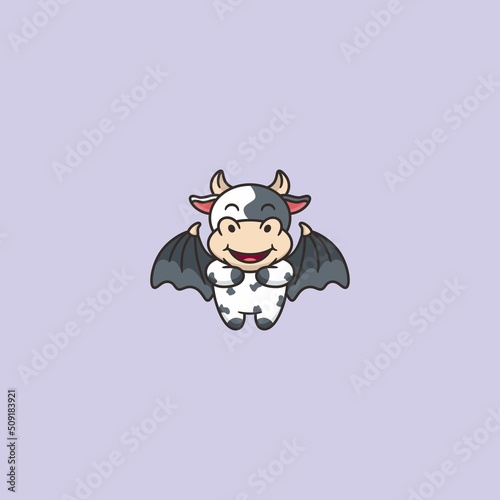 Cute Cow Mascot Logo Design Vector