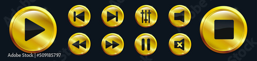 Set gold Media Player Icon for your design, vector image