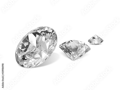dazzling diamonds on a white background. 3d render
