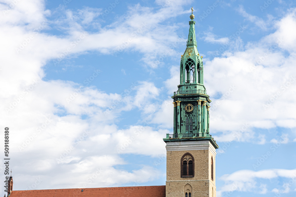 Beautiful old clock tower against the sky.