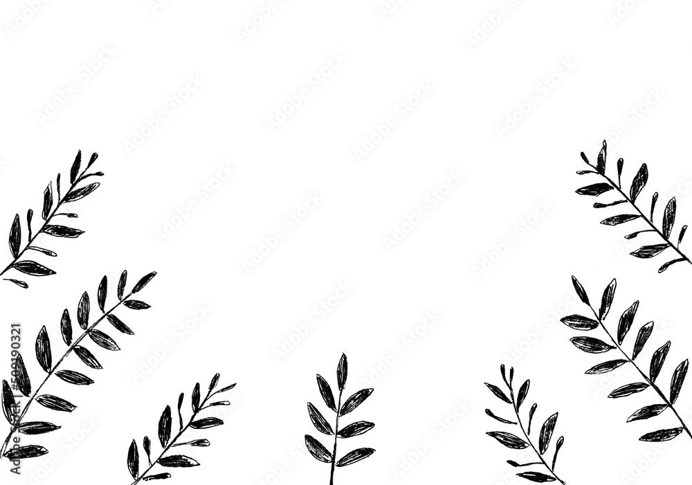 Fototapeta premium on a white background, black twigs with castings