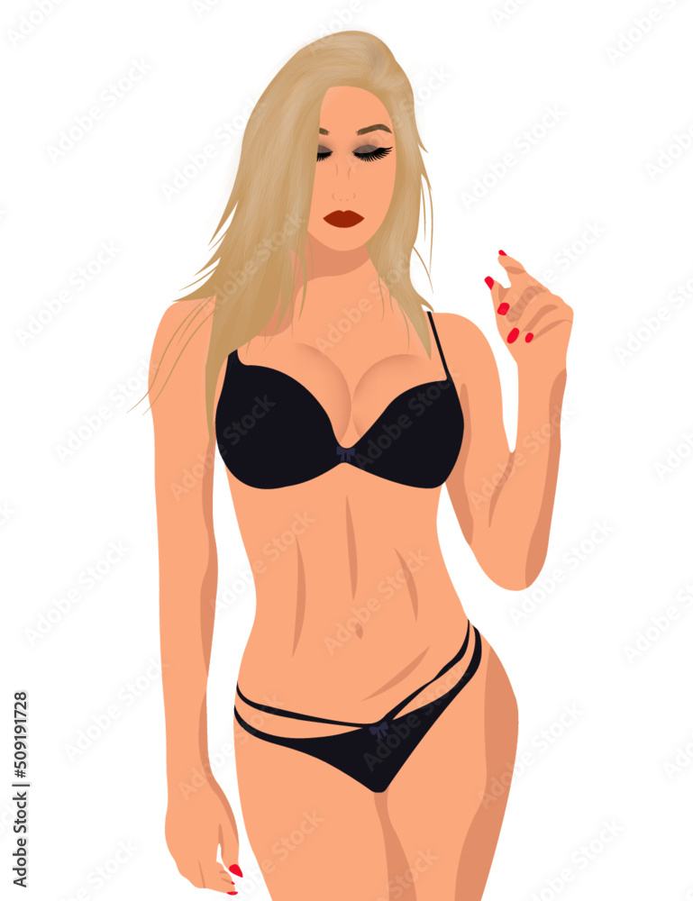 A young blonde fitness girl in black underwear A young blonde fitness girl in black underwear