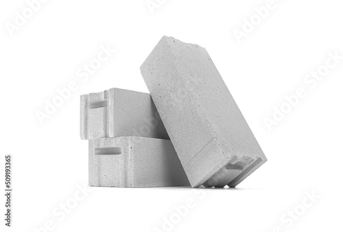 Fotografie Foamed lightweight concrete (aerated concrete block) isolated on white