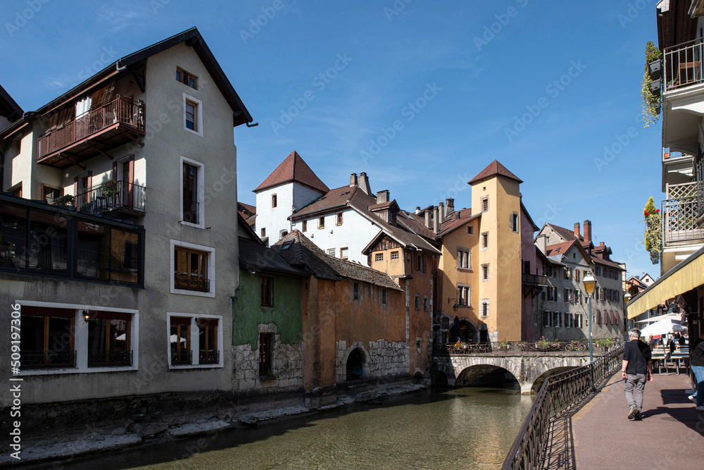 Historic and colourful architecture of old houses in Annecy, France