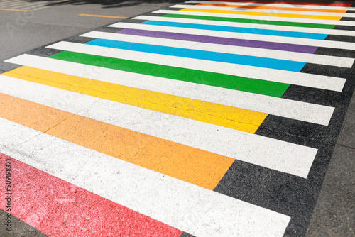 Rainbow walkway welcomes Pride Month festival.Rainbow pride is a symbol of lesbian, gay, bisexual, transgender, and LGBTQ pride. and the LGBTQ social movement in June.
