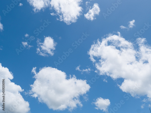 Blue sky with white clouds day time nature background.