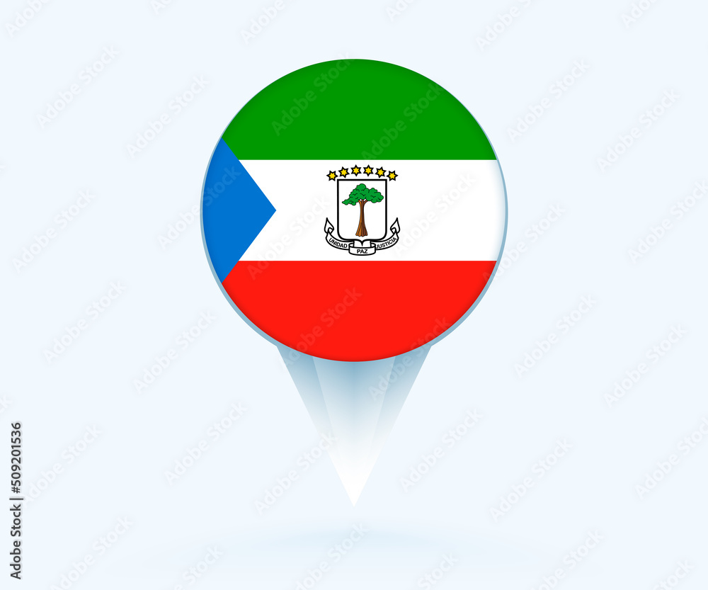 Obraz premium Map pointer with flag of Equatorial Guinea.