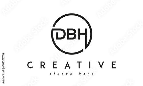 initial DBH three letter logo circle black design