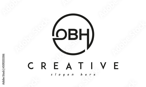 initial OBH three letter logo circle black design