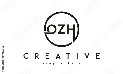 initial OZH three letter logo circle black design