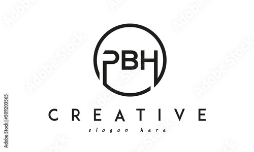 initial PBH three letter logo circle black design