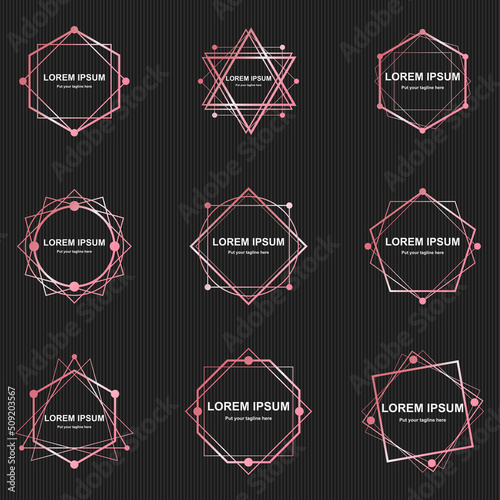 Geometry And Abstract Line With Pink Color Logo Set - Vector