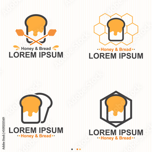 Honey And Bread Bakery Logo Set - Vector