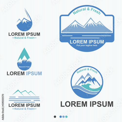 Water Drink With Natural And Fresh Logo Set - Vector
