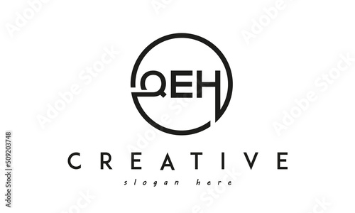 initial QEH three letter logo circle black design