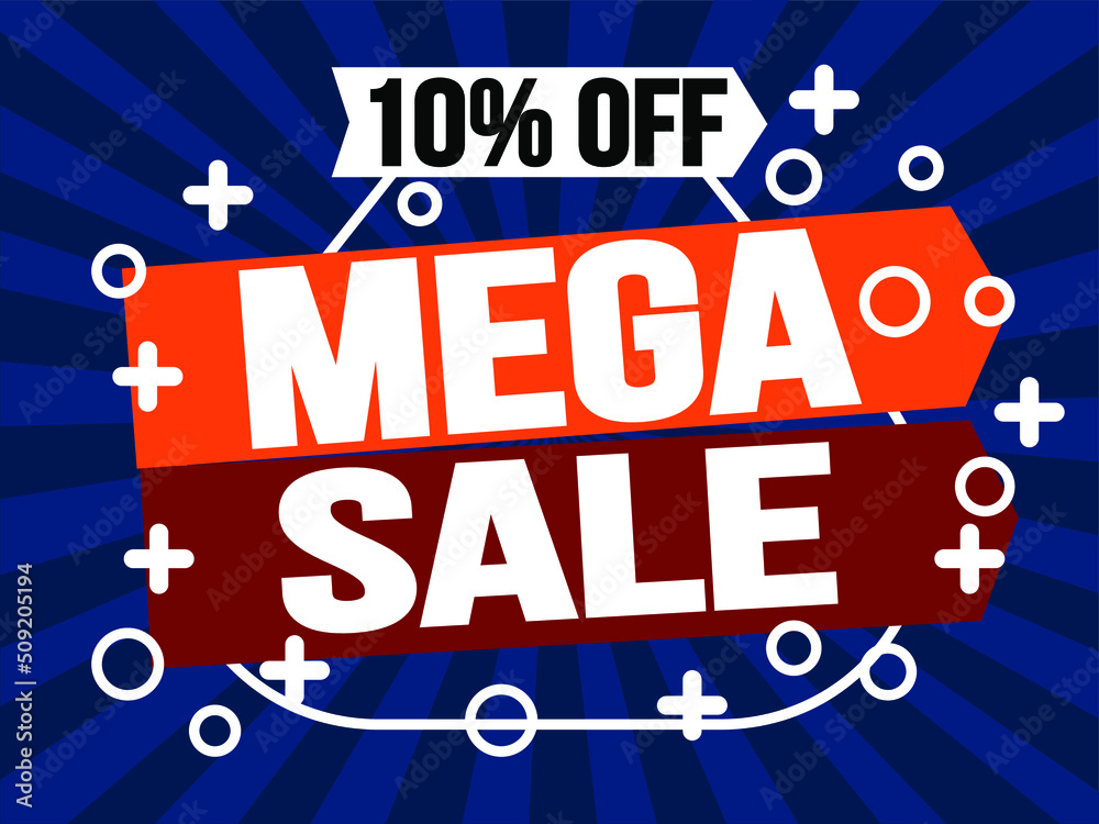 Fototapeta premium 10% off mega sale. Super sale discount banner promotion.