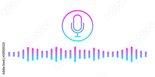 Voice message icon. Voice messaging correspondence. Voice messages colorful icon with sound wave and microphone. Vector flat cartoon illustration for websites, podcasts and banners design