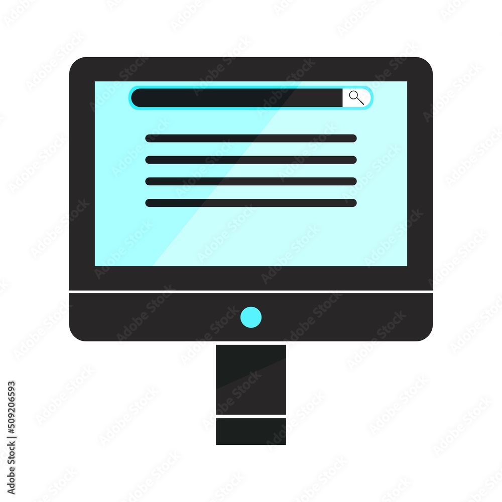 laptop with search enabled in blue color with shadow on white background laptop with search enabled in blue color with shadow on white background
