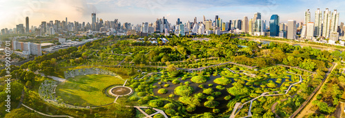 Benjakitti Park or Benchakitti forest park new design walkway in central Bangkok, Thailand photo