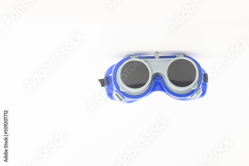 Welding goggles on a white background