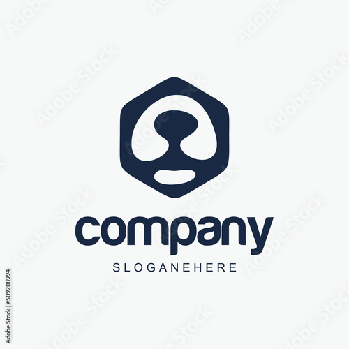 Mouth Grizzly bear logo head mascot isolated wild predator Vector