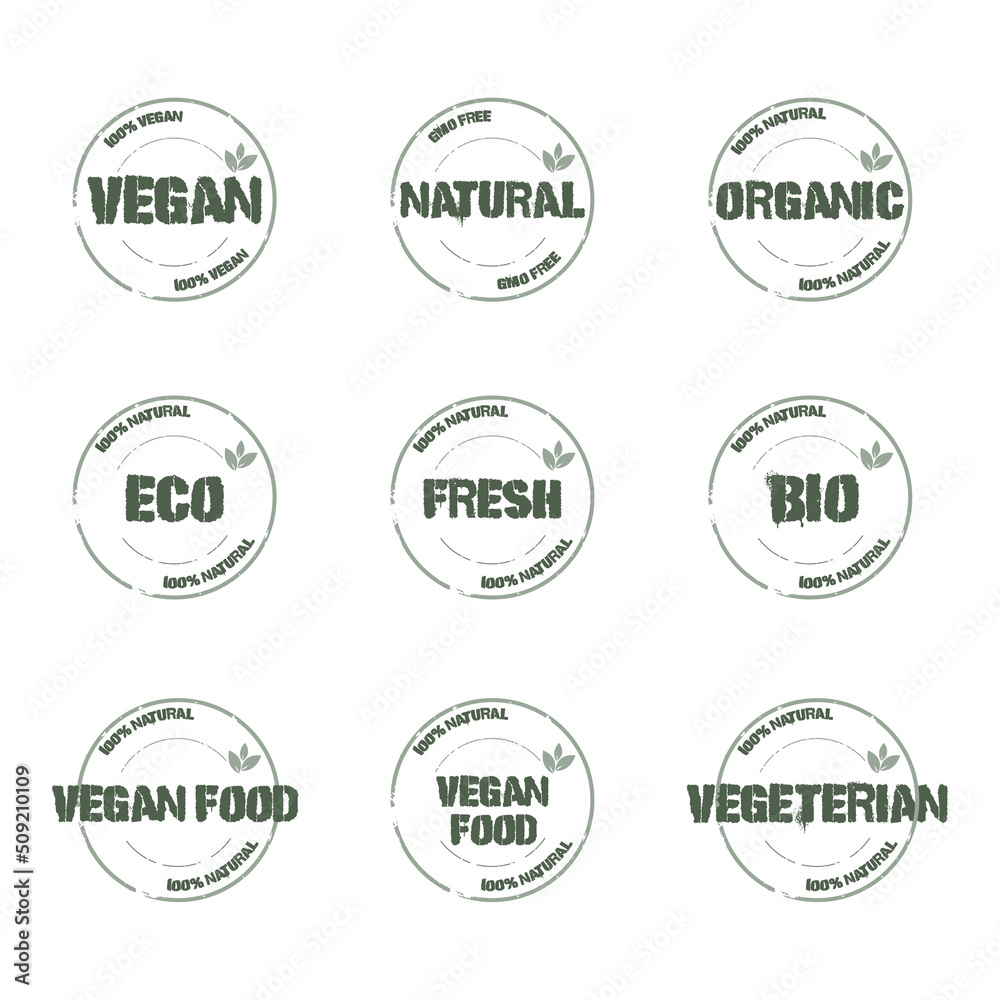 Logo template with green leaves for organic and eco friendly products