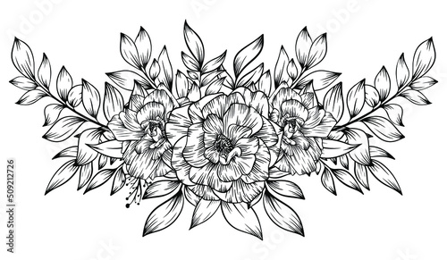 outline flower bouquet decoration