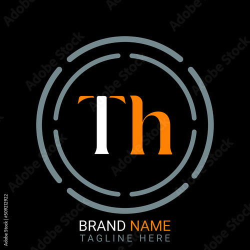 Th Letter Logo design. black background.