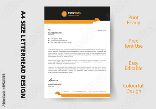 corporate modern letterhead design template with yellow, creative modern letter head design template for your project. letterhead, letter head, Business letterhead design.