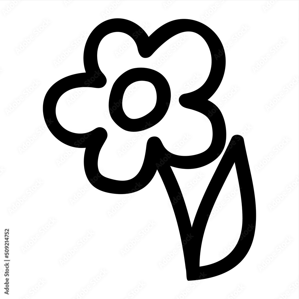 Flower doodle hand drawn with black line isolated on white background Flower doodle hand drawn with black line isolated on white background