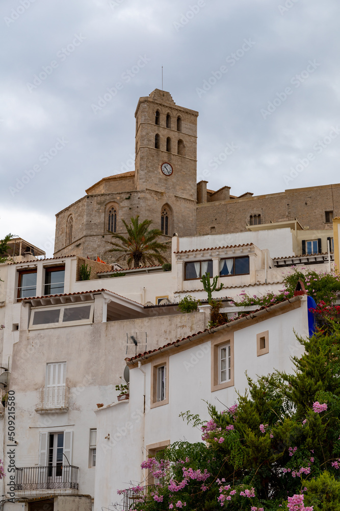  Spain, Ibiza, the old town of Eivissa with fortress walls, the drawbridge of the walls