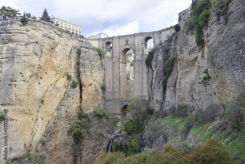 Ronda, Spain - 08 november 2019: the Puente Nuevo Bridge over the Tajo Gorge.