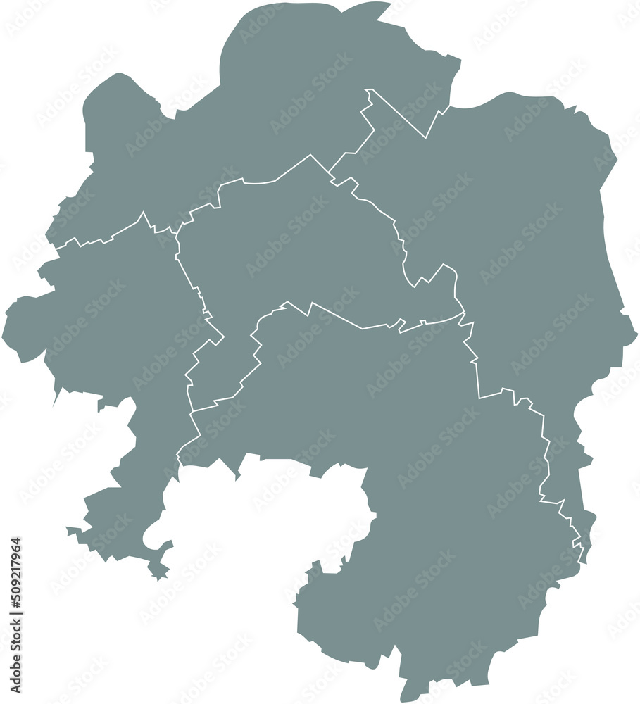 Gray flat blank vector administrative map of HAGEN, GERMANY with black border lines of its districts
