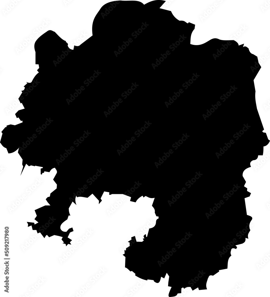 Black flat blank vector map of the German regional capital city of HAGEN, GERMANY