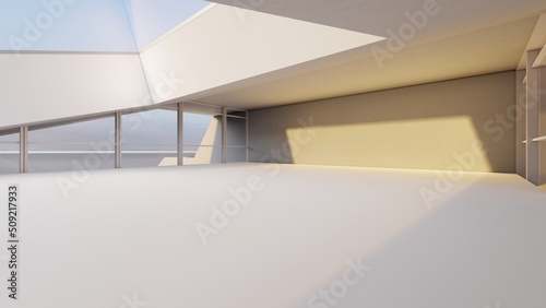 Architecture background geometric shapes in design interior 3d render