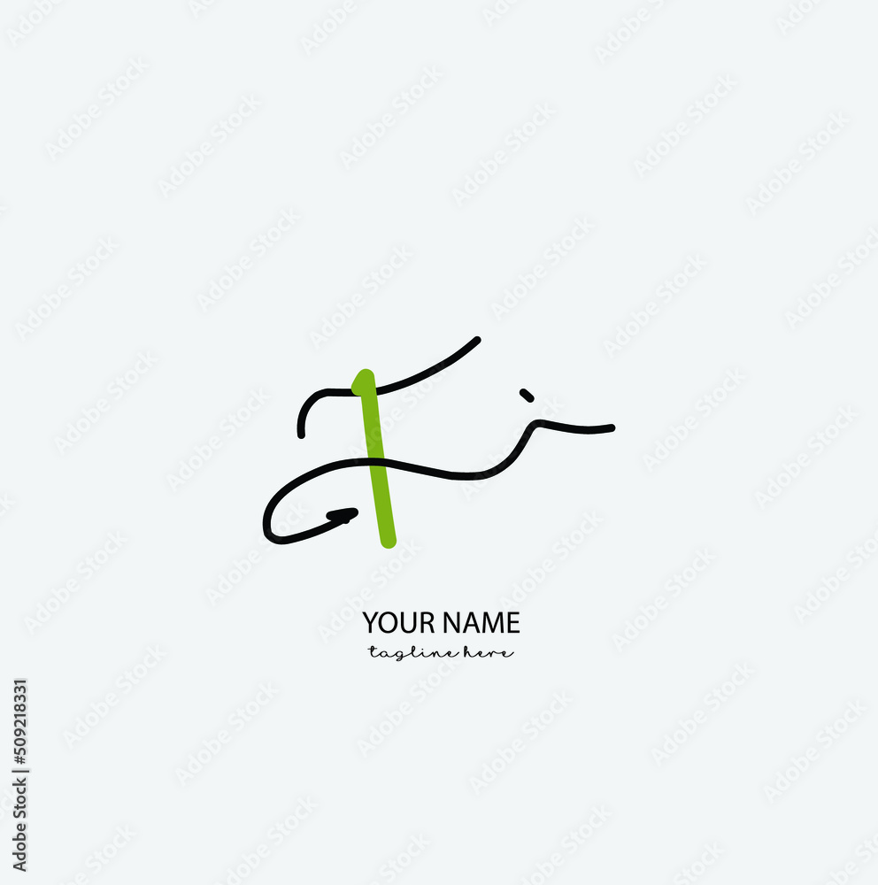 Fi Initial Letter handwriting logo hand drawn template vector