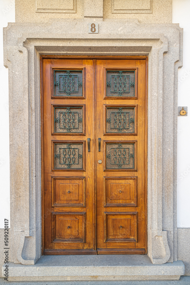 Massive wooden door entrance brown classic big wood gate Massive wooden door entrance brown classic big wood gate