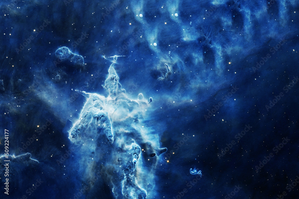 Blue space nebula. Elements of this image furnished by NASA Stock ...