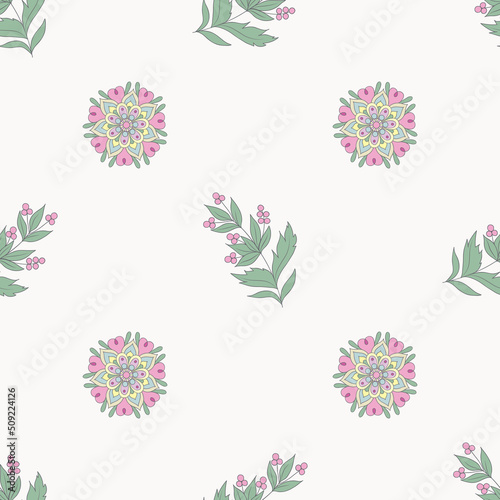 seamless pattern with flowers in folk style