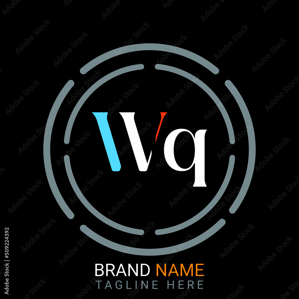 Wq Letter Logo design. black background.